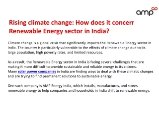 Rising climate change: How does it concern the Renewable Energy sector in India?