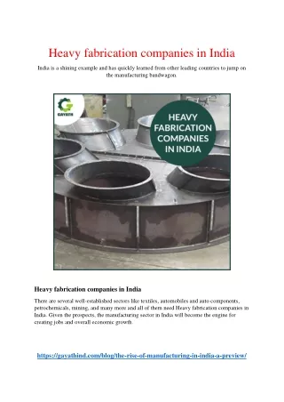 Heavy fabrication companies in India