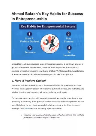 Key Habits for Success in Entrepreneurship
