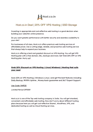 host co in deal 20 off vps hosting ssd storage