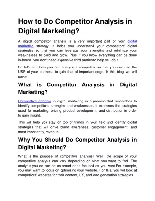 How to Do Competitor Analysis in Digital Marketing