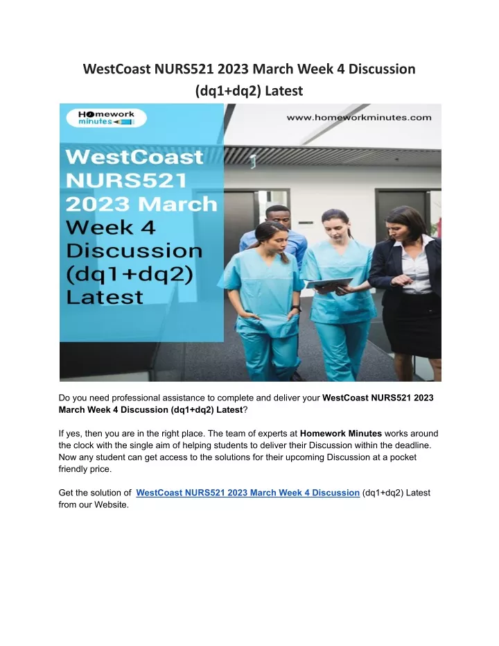 westcoast nurs521 2023 march week 4 discussion
