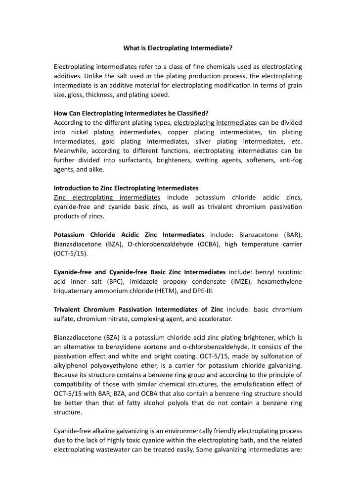 what is electroplating intermediate