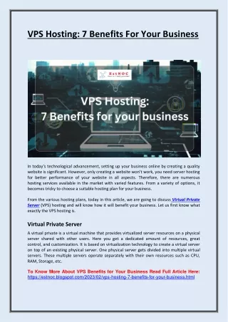 VPS Hosting: 7 Benefits for your business