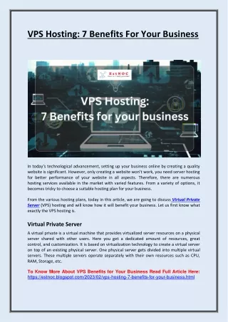vps hosting 7 benefits for your business