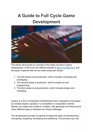 a guide to full cycle game development