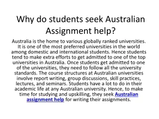 Why do students seek Australian Assignment help