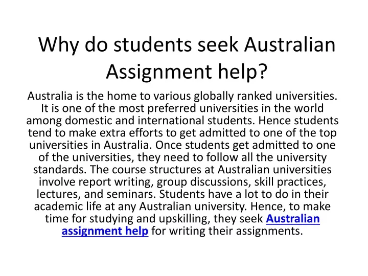 why do students seek australian assignment help