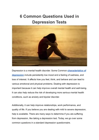 6 Common Questions Used in Depression Tests