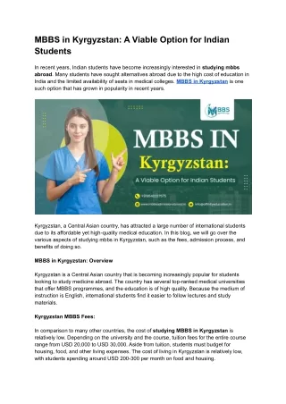 MBBS in Kyrgyzstan_ A Viable Option for Indian Students