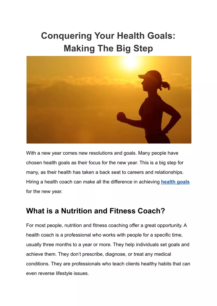 conquering your health goals making the big step