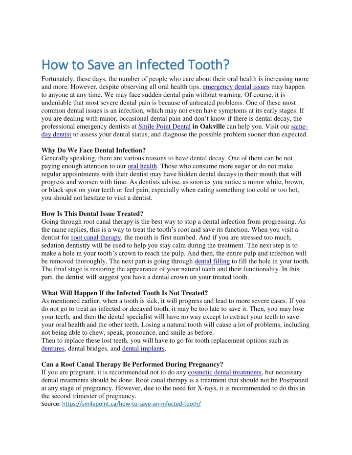 how to save an infected tooth how to save