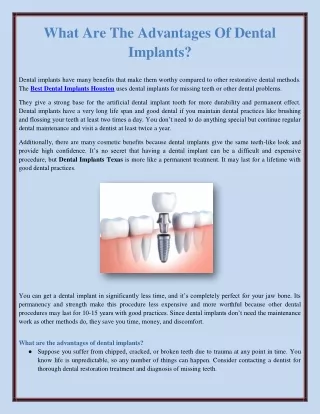 What Are The Advantages Of Dental Implants