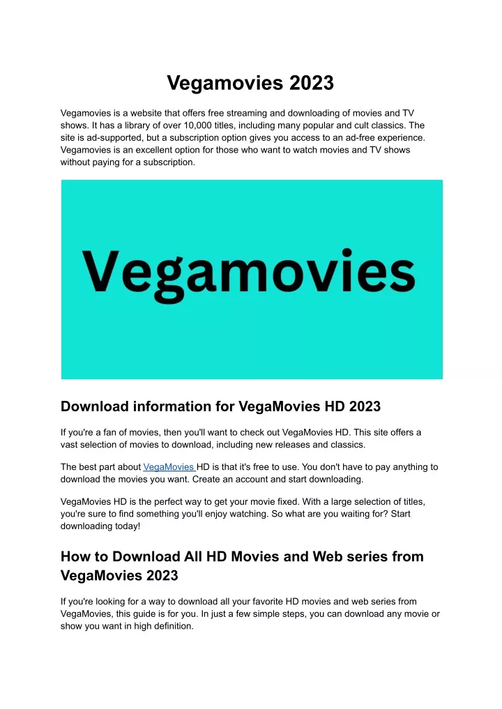 PPT VegaMovies 2023 PowerPoint Presentation, free download ID11974539