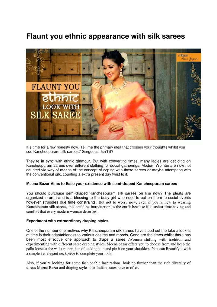 flaunt you ethnic appearance with silk sarees