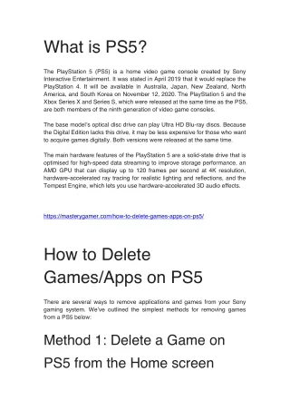 How to Delete Games Apps on PS5