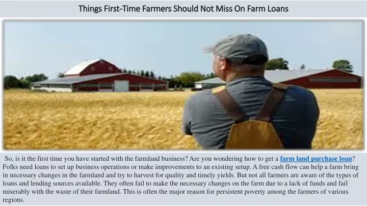 things first time farmers should not miss on farm loans
