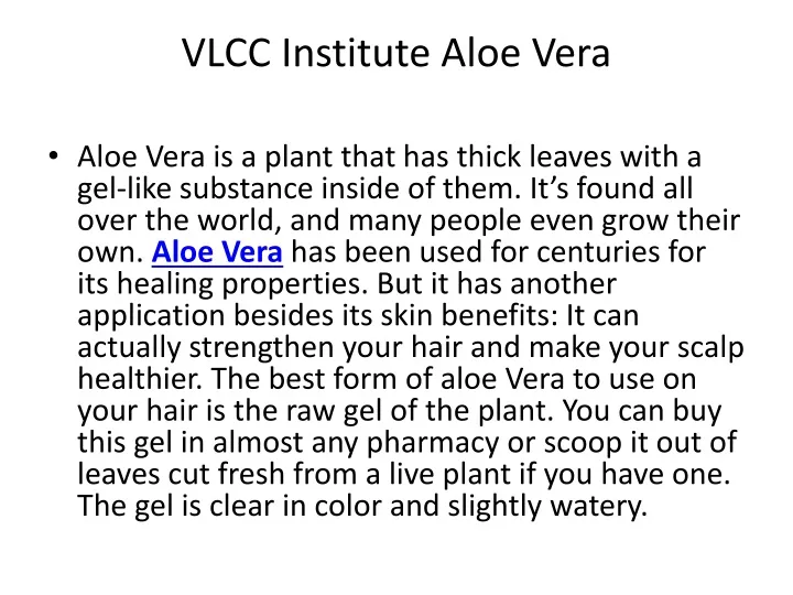 vlcc institute aloe vera