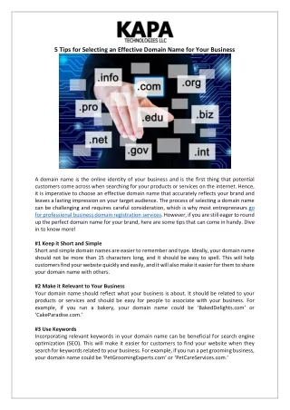 5 tips for selecting an effective domain name