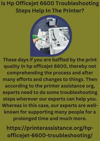 Is Hp Officejet 6600 Troubleshooting Steps Help In The Printer