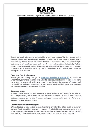 how to choose the right web hosting service