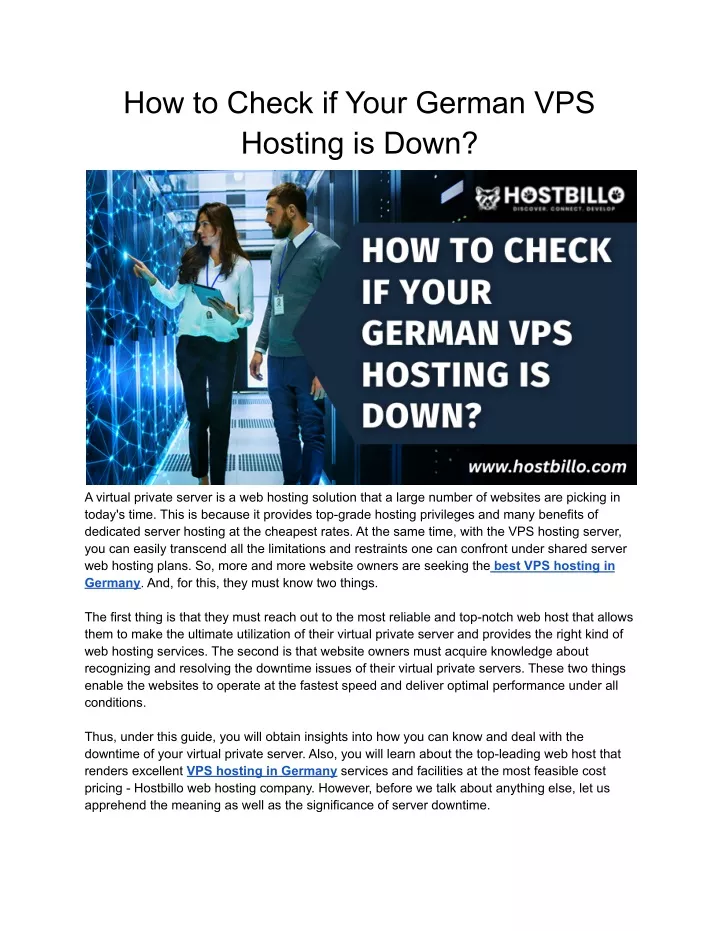 how to check if your german vps hosting is down