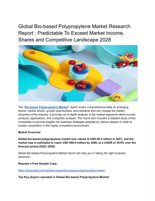 global bio based polypropylene market research