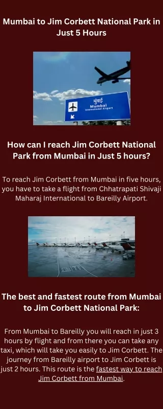 Fastest way to Reach Jim Corbett