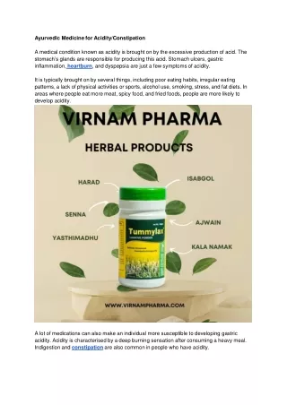 Ayurvedic Medicine for Acidity/Constipation