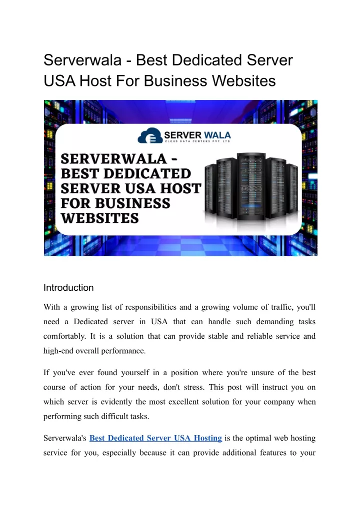 serverwala best dedicated server usa host