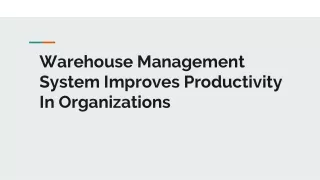 warehouse management system improves productivity in organizations