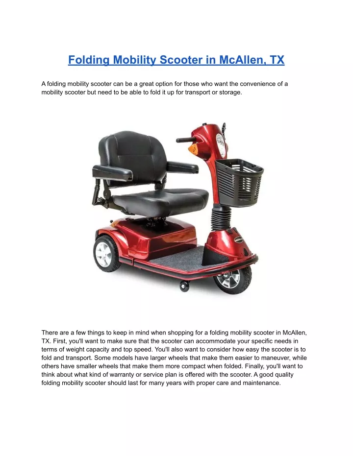 folding mobility scooter in mcallen tx