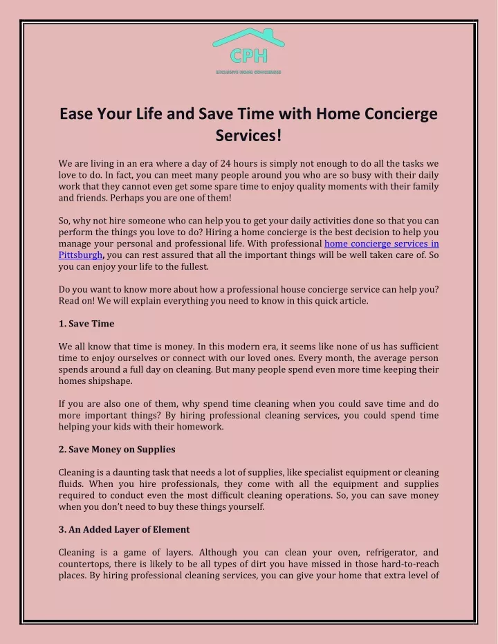 ease your life and save time with home concierge