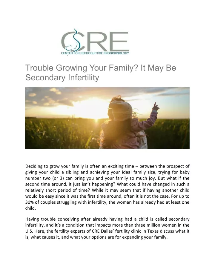 trouble growing your family it may be secondary