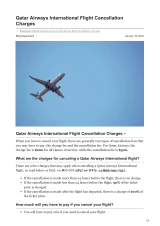 Qatar Airways International Flight Cancellation Charges