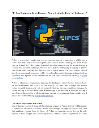 Python Training in Pune_ Empower Yourself with the Future of Technology