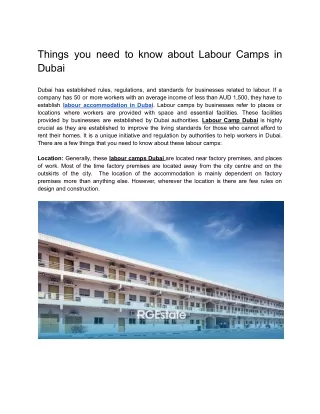 Things you need to know about Labour Camps in Dubai