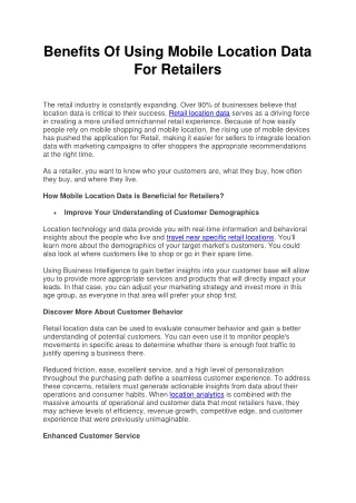 Benefits Of Using Mobile Location Data For Retailers