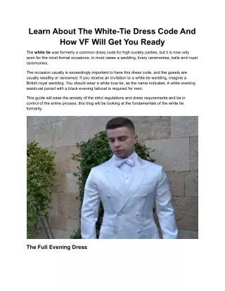 Learn About The White-Tie Dress Code And How VF Will Get You Ready