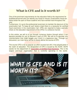 what is cfe and is it worth