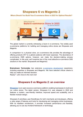 Shopware 6 vs Magento 2 – Which is the better platform for build your ecommerce store