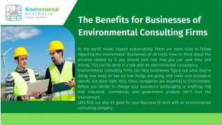 The Benefits for Businesses ofEnvironmental Consulting Firms