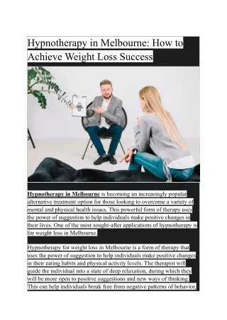 Hypnotherapy in Melbourne_ How to Achieve Weight Loss Success