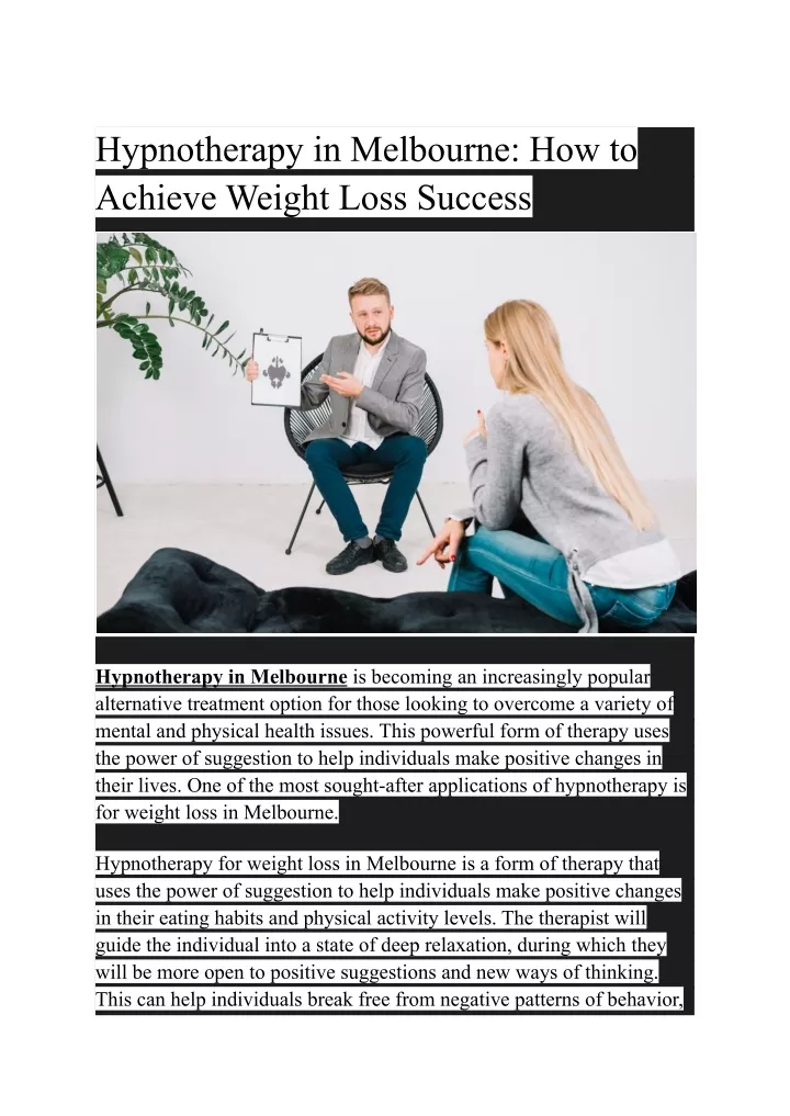 hypnotherapy in melbourne how to achieve weight