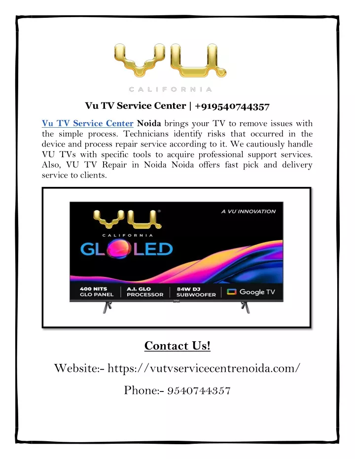 vu tv service center 919540744357