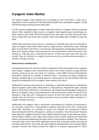 cryogenic valve market