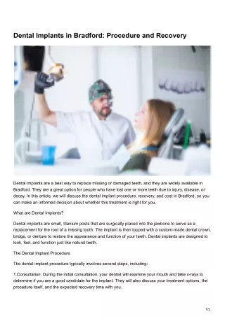 dental implants in bradford procedure and recovery