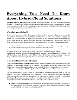 Everything You Need To Know About Hybrid Cloud Solutions