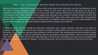 Ways Can a Handyman Service Help You Around the House