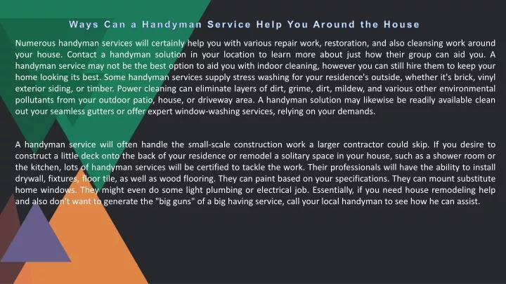 ways can a handyman service help you around the house
